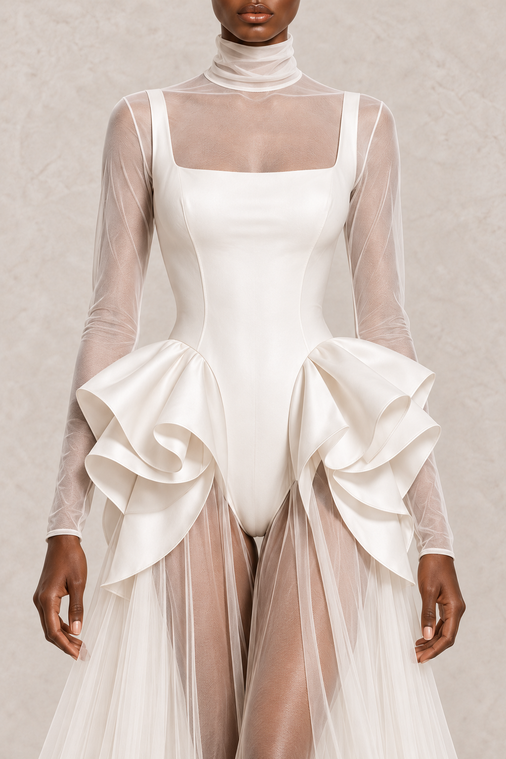IVORY AERIA SCULPTED GOWN