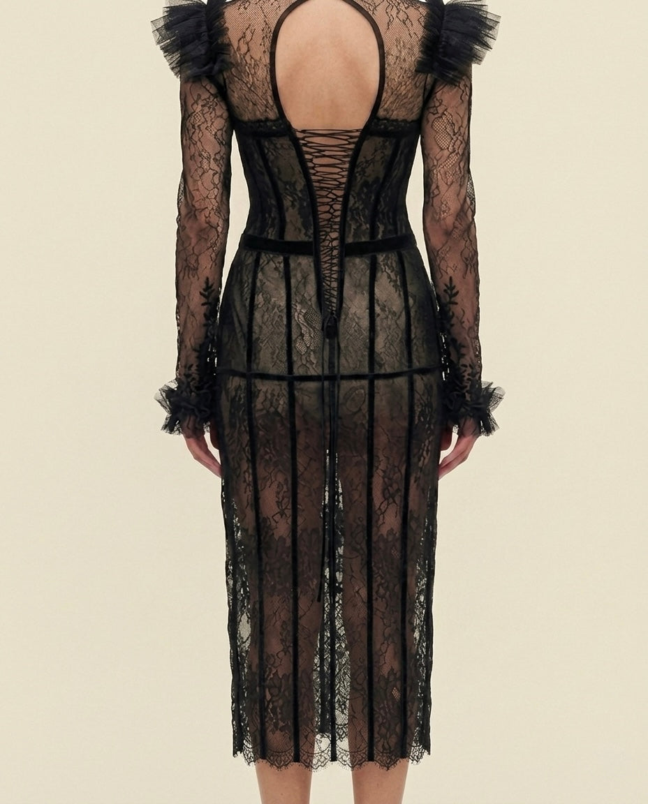 LACE NOIR CORSET DRESS