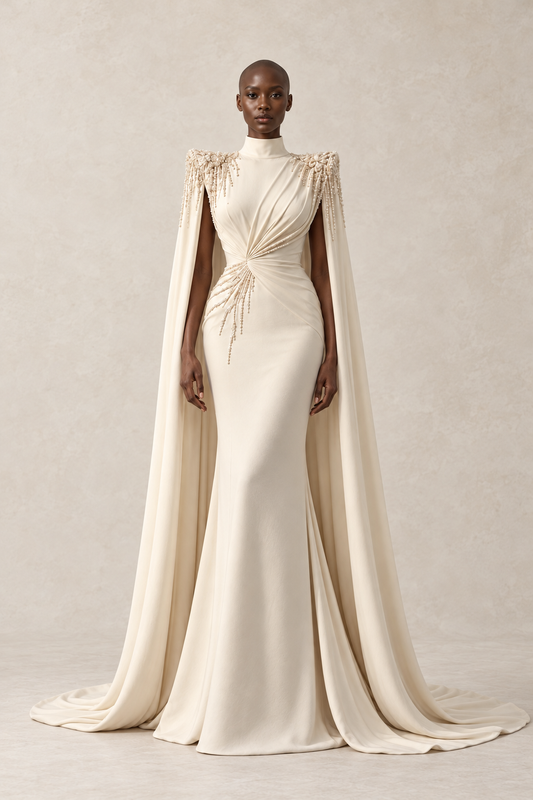 IVORY IMPERIAL CAPE GOWN
