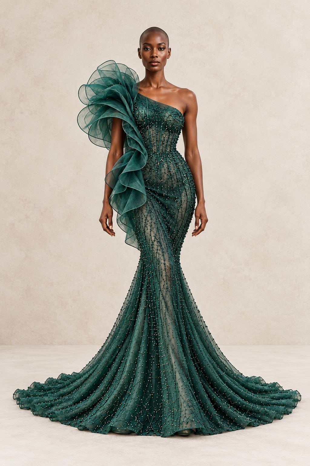 EMERALD ORCHID SCULPTED GOWN