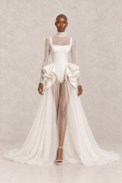 IVORY AERIA SCULPTED GOWN