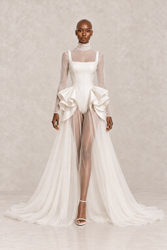 IVORY AERIA SCULPTED GOWN