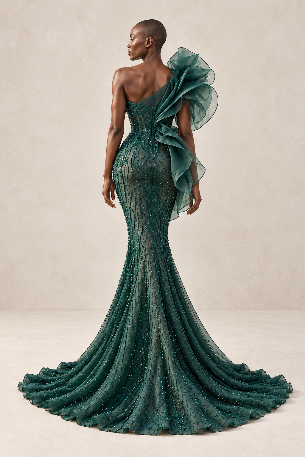 EMERALD ORCHID SCULPTED GOWN