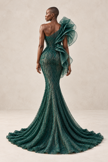 EMERALD ORCHID SCULPTED GOWN