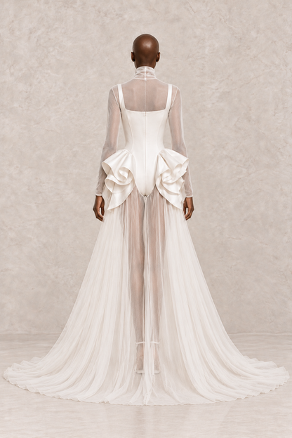 IVORY AERIA SCULPTED GOWN