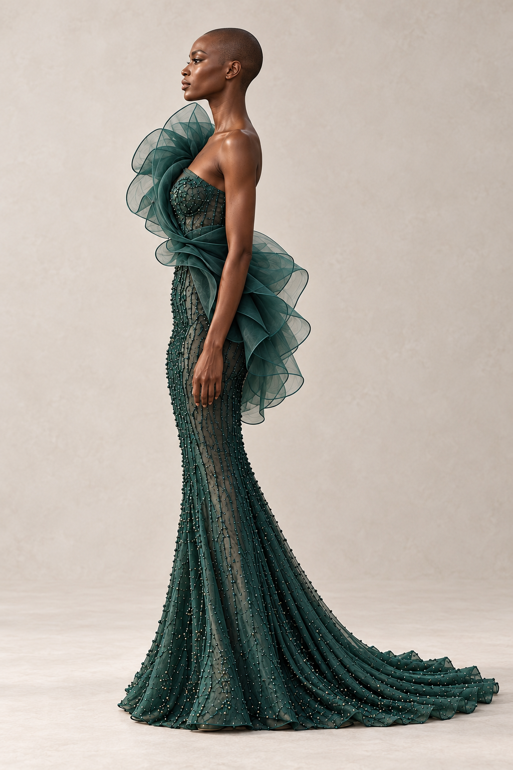 EMERALD ORCHID SCULPTED GOWN
