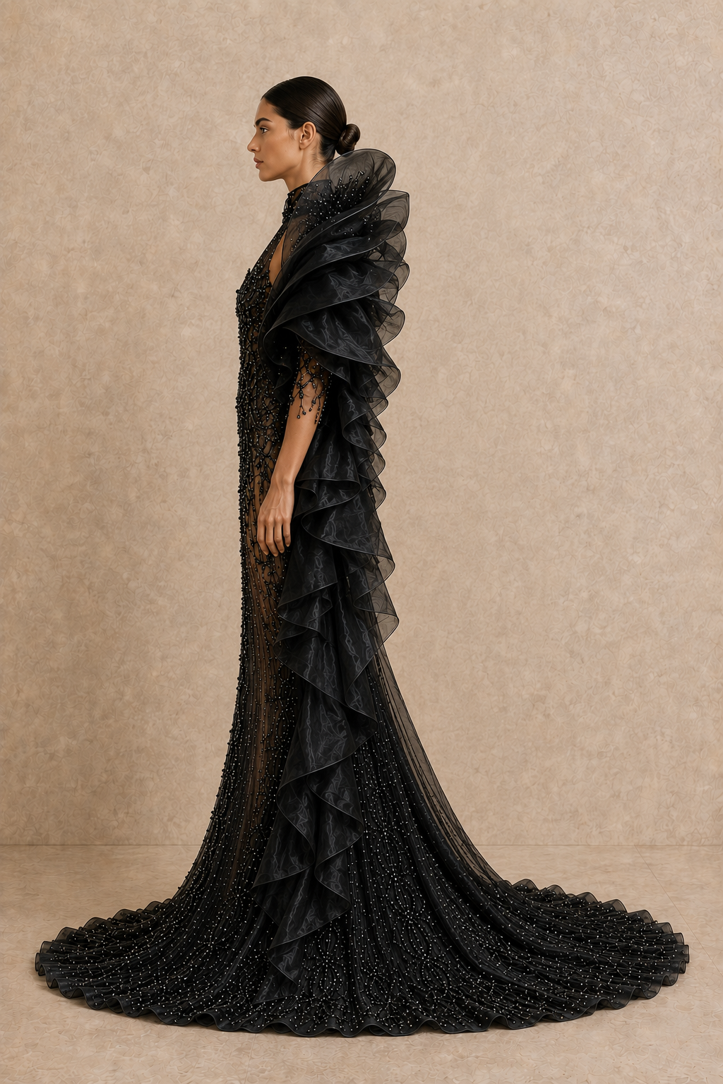 Obsidian Sculptural Gown — MERIMAI eveningwear