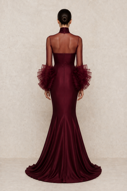 Garnet Veil Gown — MERIMAI eveningwear