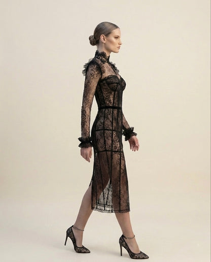 LACE NOIR CORSET DRESS