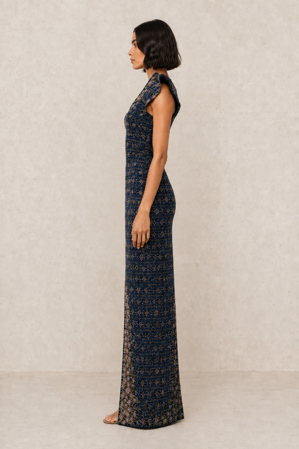 Sapphire Botanica Column Gown — MERIMAI eveningwear