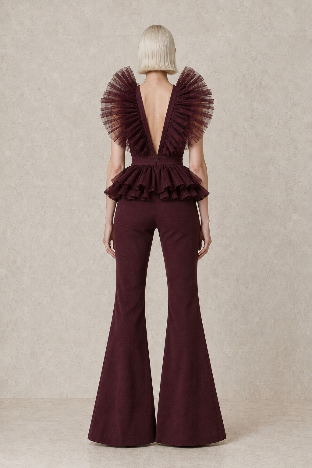 Bordeaux Aura Trouser Ensemble — MERIMAI eveningwear