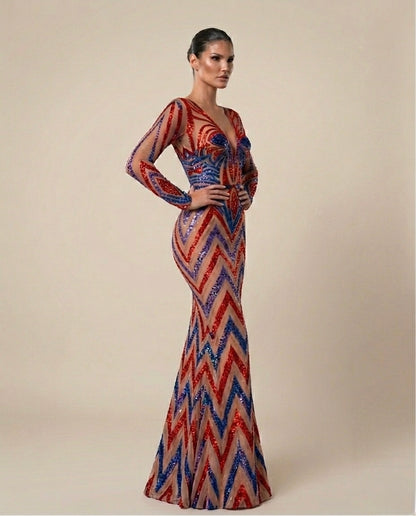 KINETIC CHEVRON GOWN