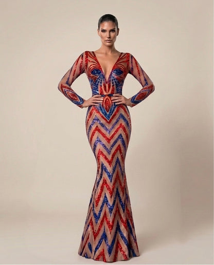 KINETIC CHEVRON GOWN