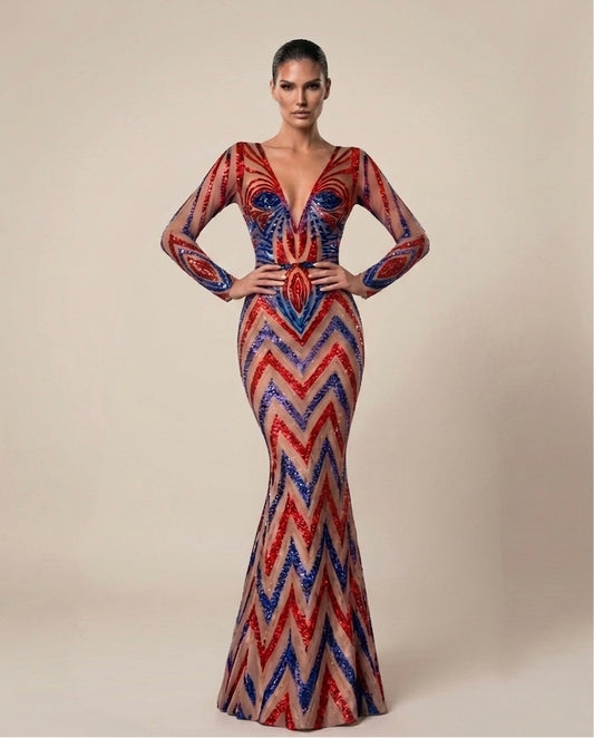 KINETIC CHEVRON GOWN