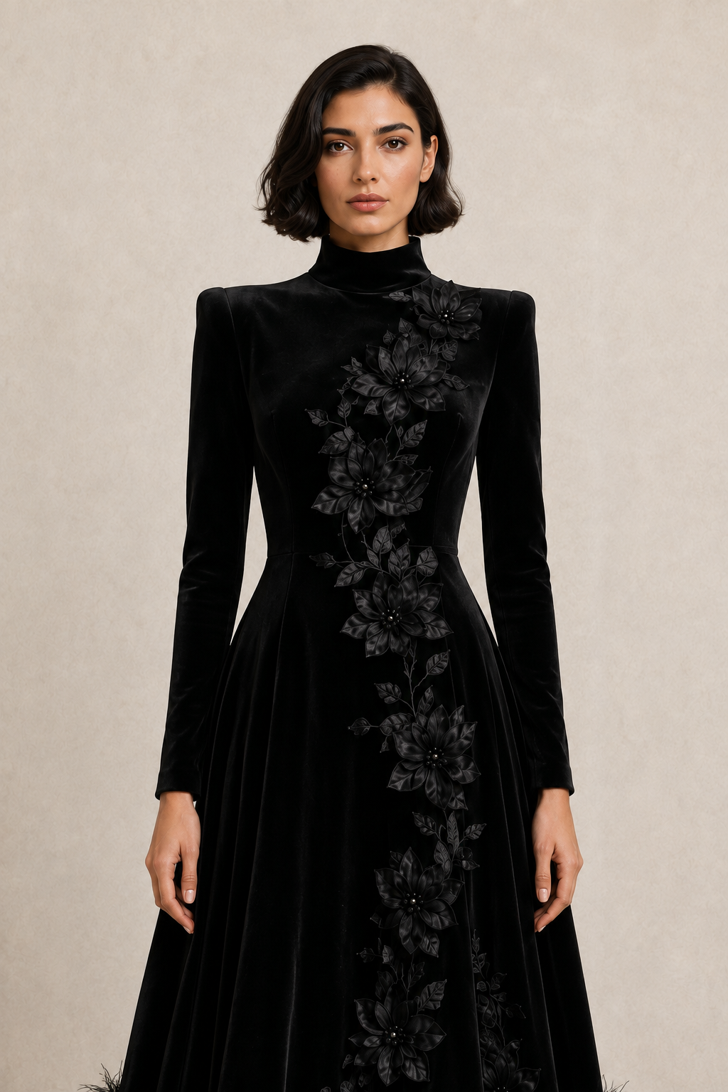 Noir Botanica Velvet Gown — MERIMAI eveningwear