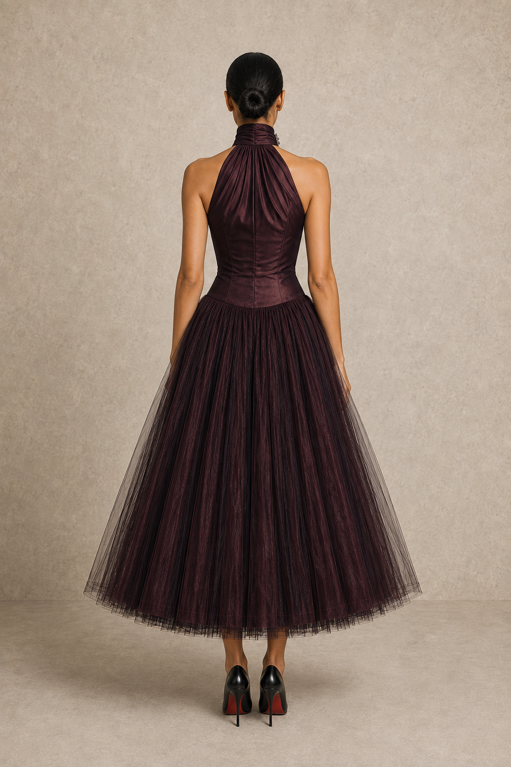 Garnet Halo Midi Dress — MERIMAI eveningwear