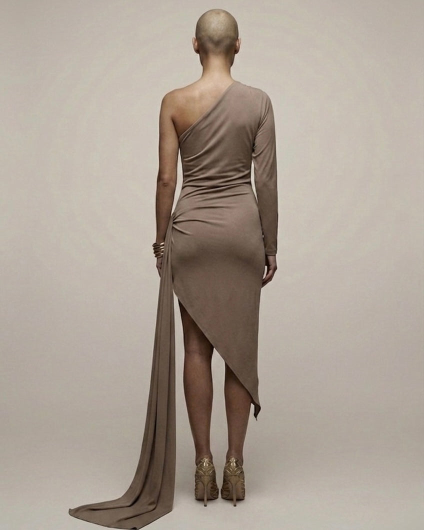 TAUPE SCULPT GOWN