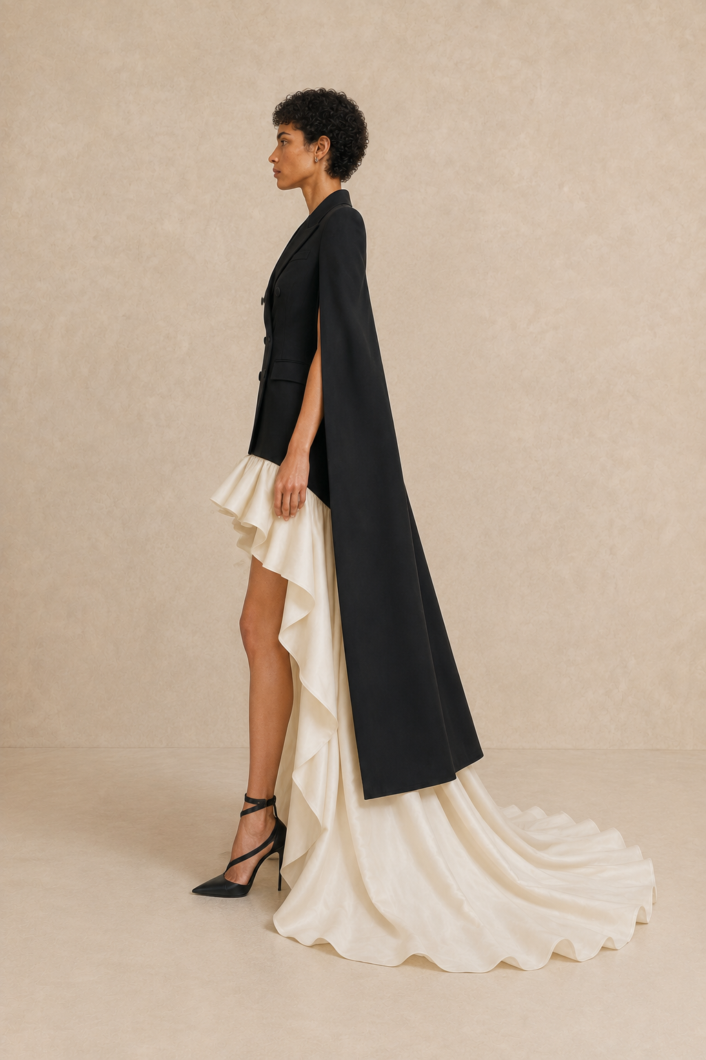 Noir Cascade Ensemble — MERIMAI eveningwear