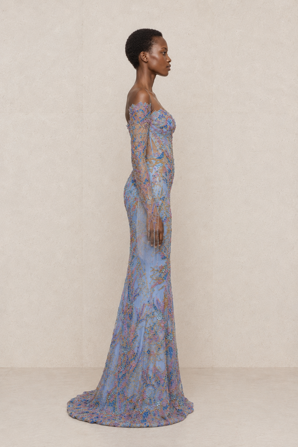 Azure Eden Embroidered Gown — MERIMAI eveningwear