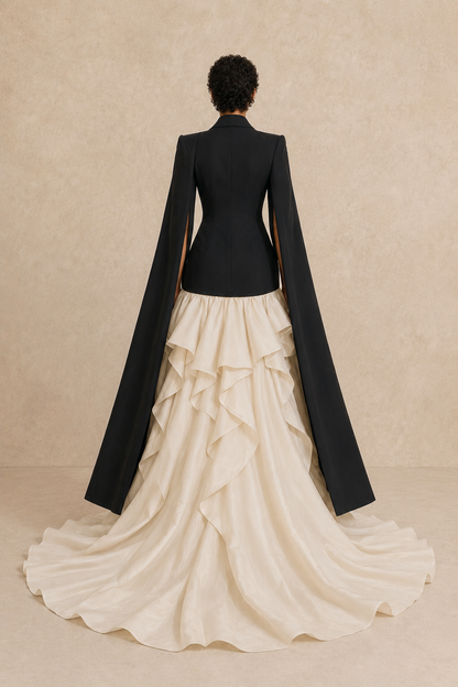 Noir Cascade Ensemble — MERIMAI eveningwear