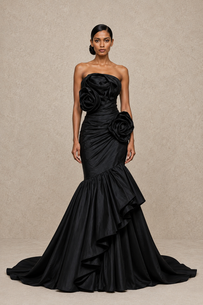 Noir Rose Sculpted Gown — MERIMAI eveningwear