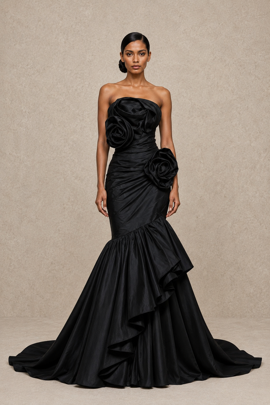Noir Rose Sculpted Gown — MERIMAI eveningwear