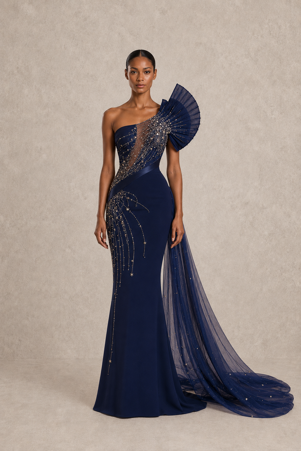 Midnight Orbit Sculpted Gown — MERIMAI eveningwear
