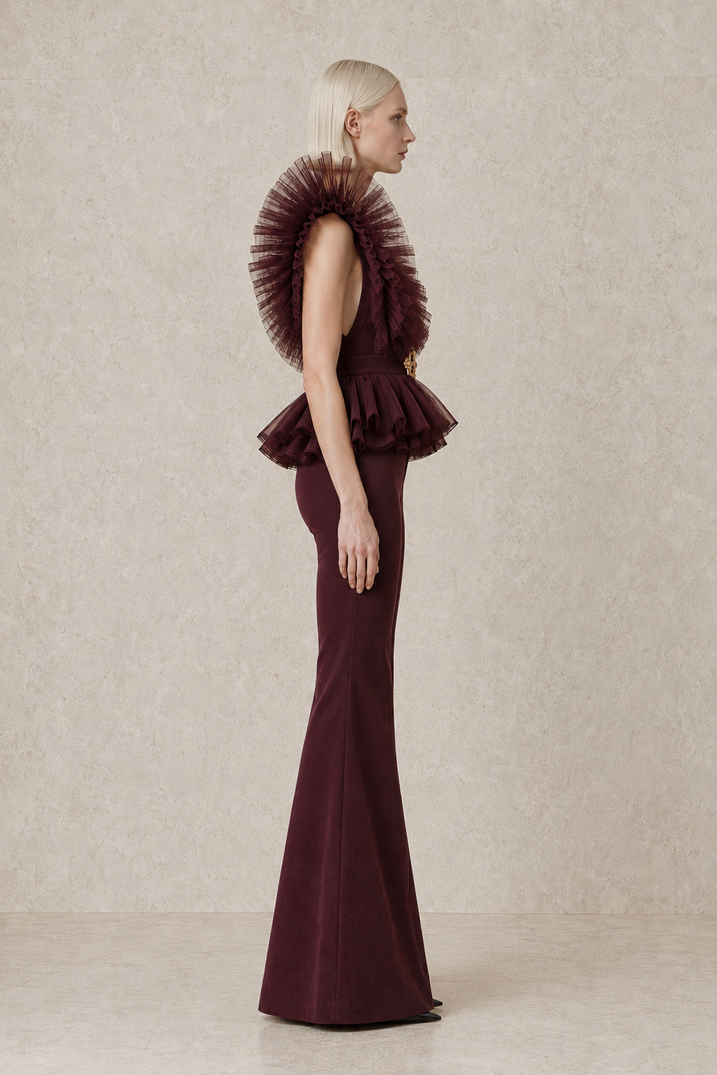 Bordeaux Aura Trouser Ensemble — MERIMAI eveningwear