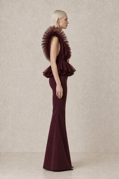 Bordeaux Aura Trouser Ensemble — MERIMAI eveningwear