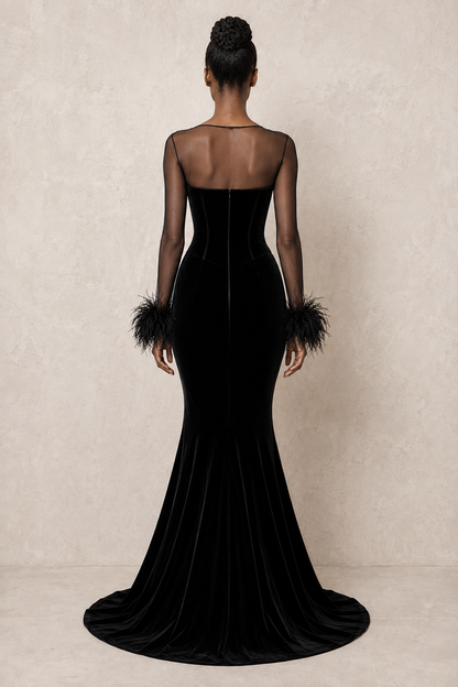 Noir Veil Corset Gown — MERIMAI eveningwear