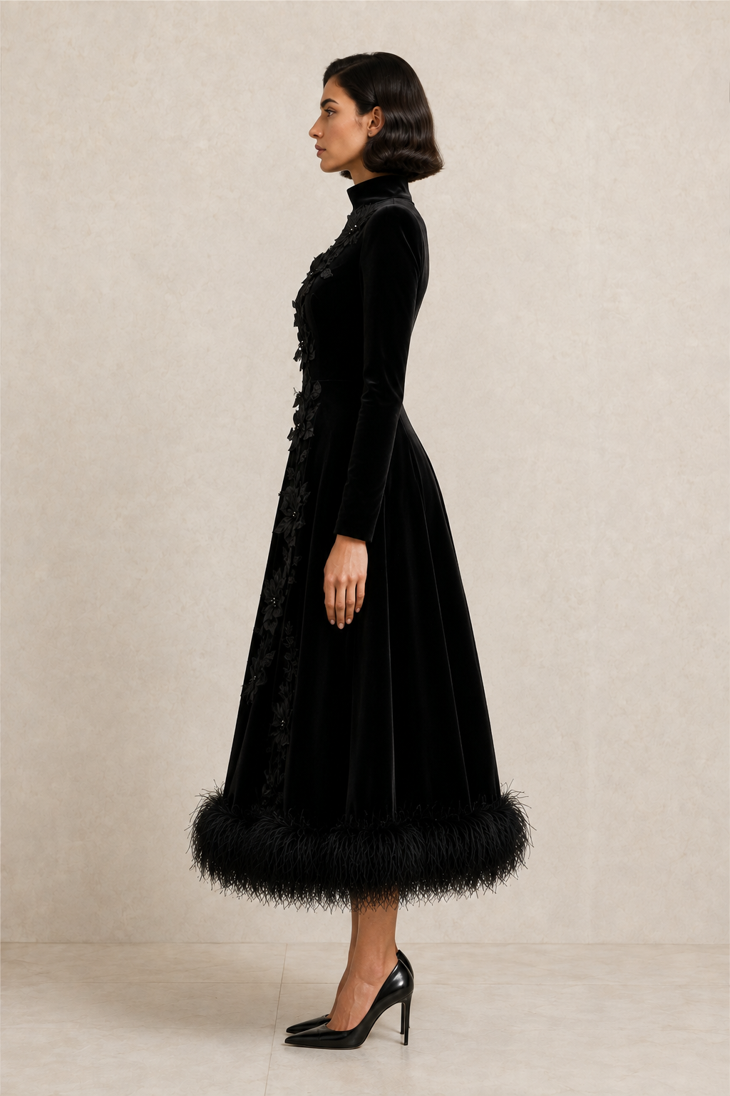 Noir Botanica Velvet Gown — MERIMAI eveningwear