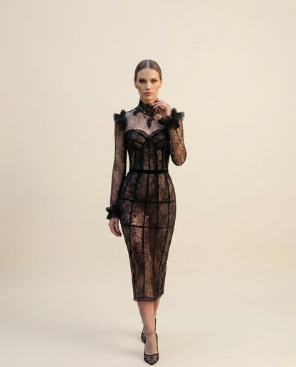 LACE NOIR CORSET DRESS