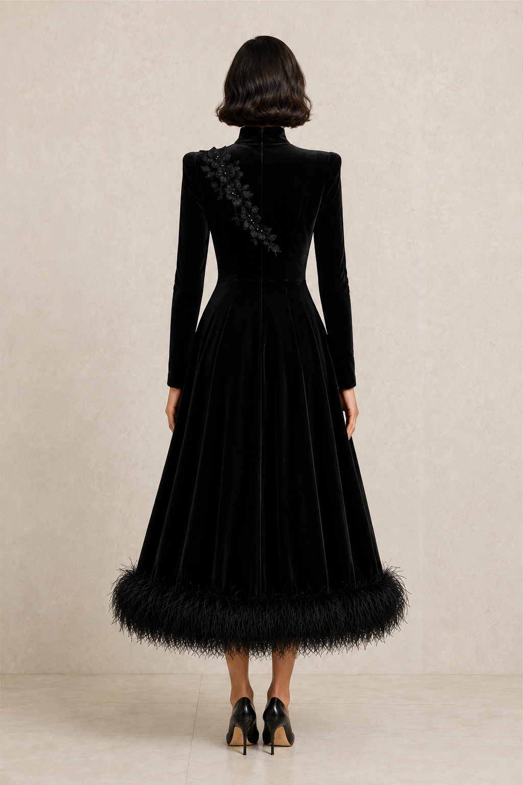 Noir Botanica Velvet Gown — MERIMAI eveningwear