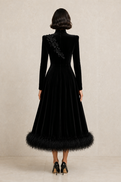 Noir Botanica Velvet Gown — MERIMAI eveningwear