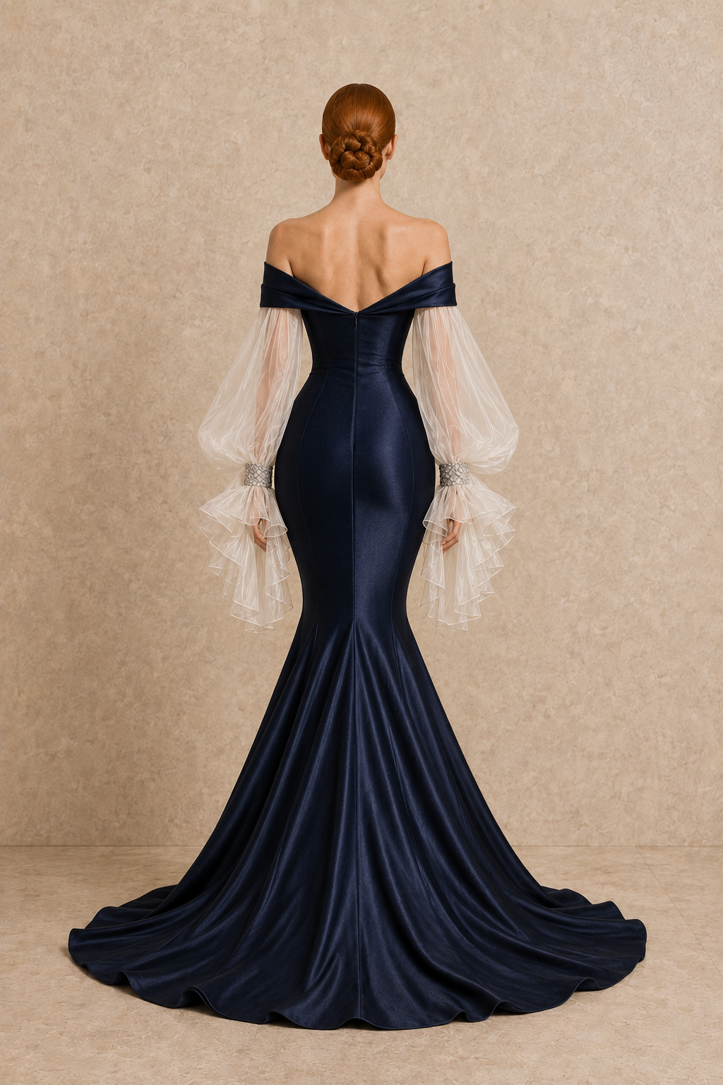 Seraphine Crystal Sleeve Gown — MERIMAI eveningwear