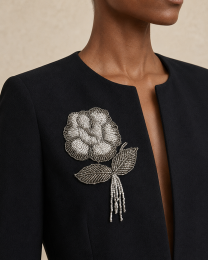 Silver Bloom Blazer — MERIMAI eveningwear