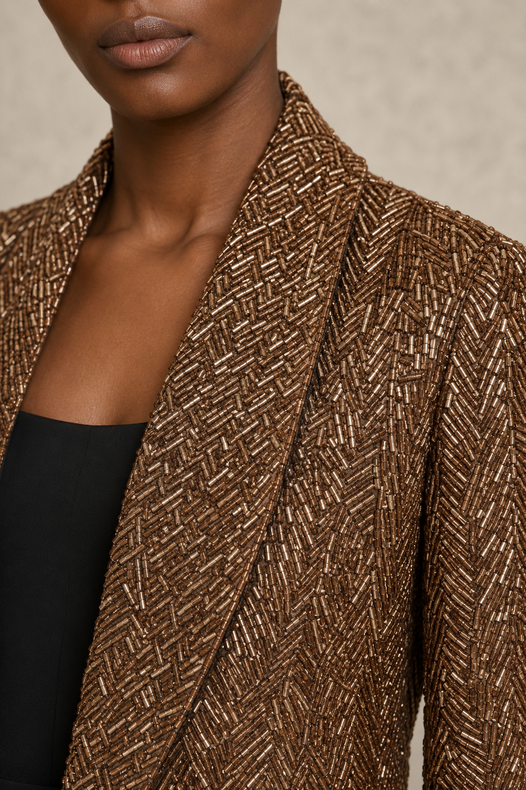 Bronze Liquid Armor Blazer — MERIMAI eveningwear