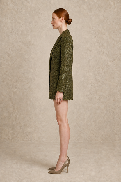 Olive Crystal Armor Blazer — MERIMAI eveningwear
