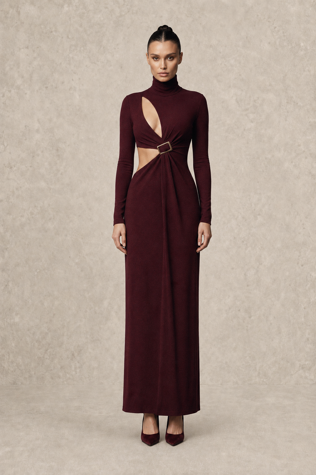 Burgundy Revelation Gown — MERIMAI eveningwear