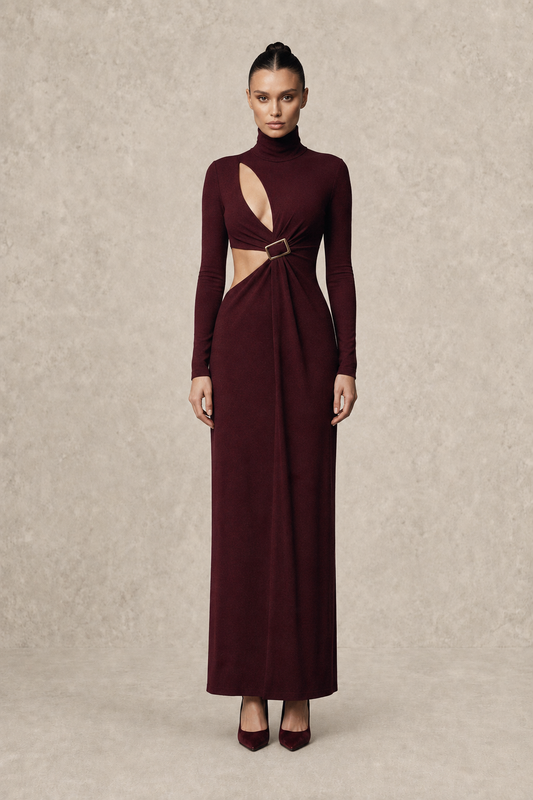 Burgundy Revelation Gown — MERIMAI eveningwear