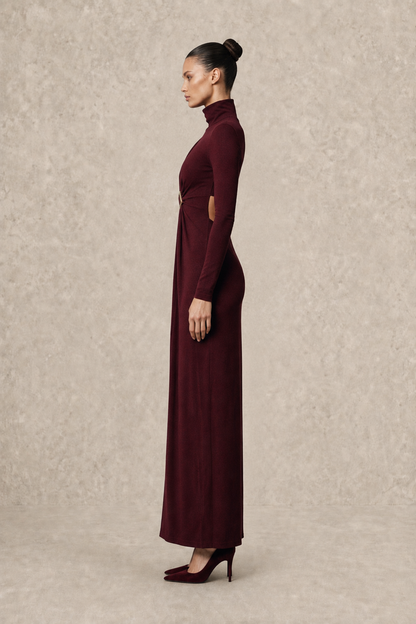Burgundy Revelation Gown — MERIMAI eveningwear