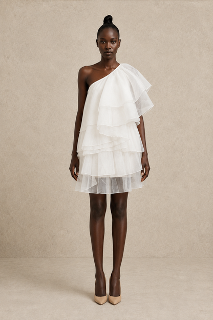 Celestial Tiered Mini Dress — MERIMAI eveningwear