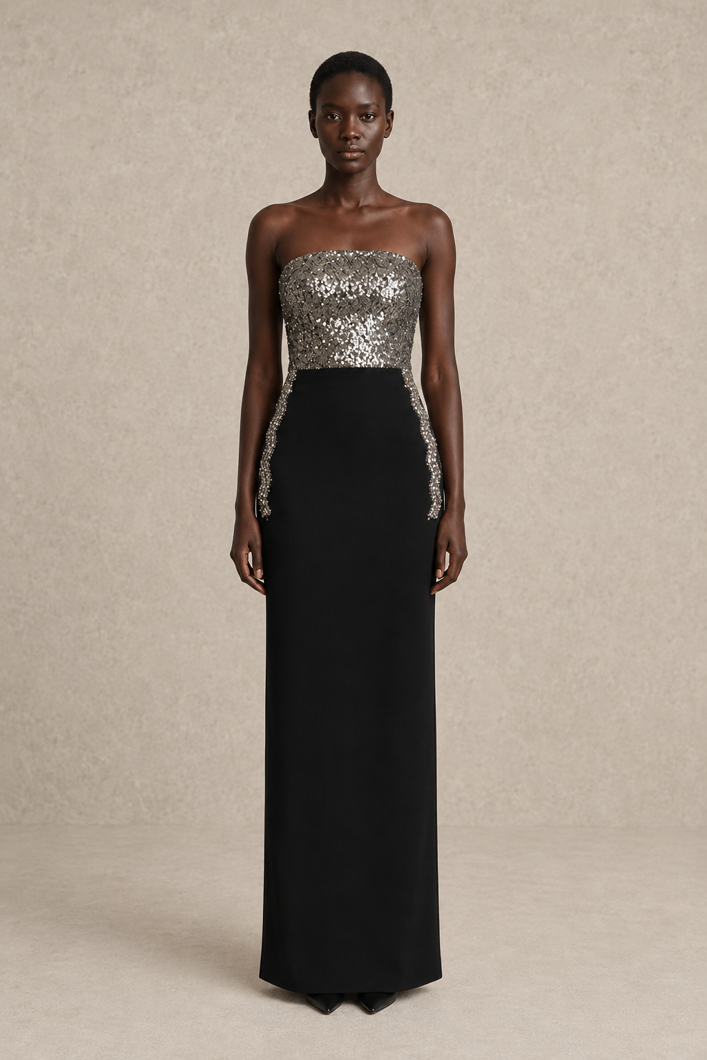 Lunar Contrast Gown — MERIMAI eveningwear