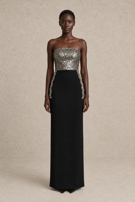 Lunar Contrast Gown — MERIMAI eveningwear