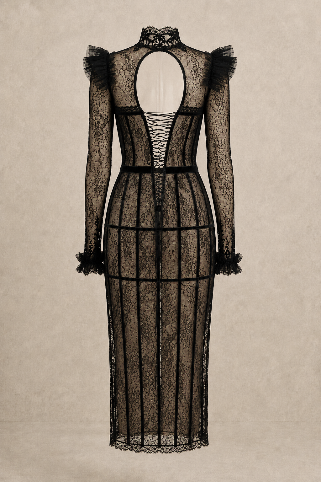 Lace Noir Corset Dress — MERIMAI eveningwear