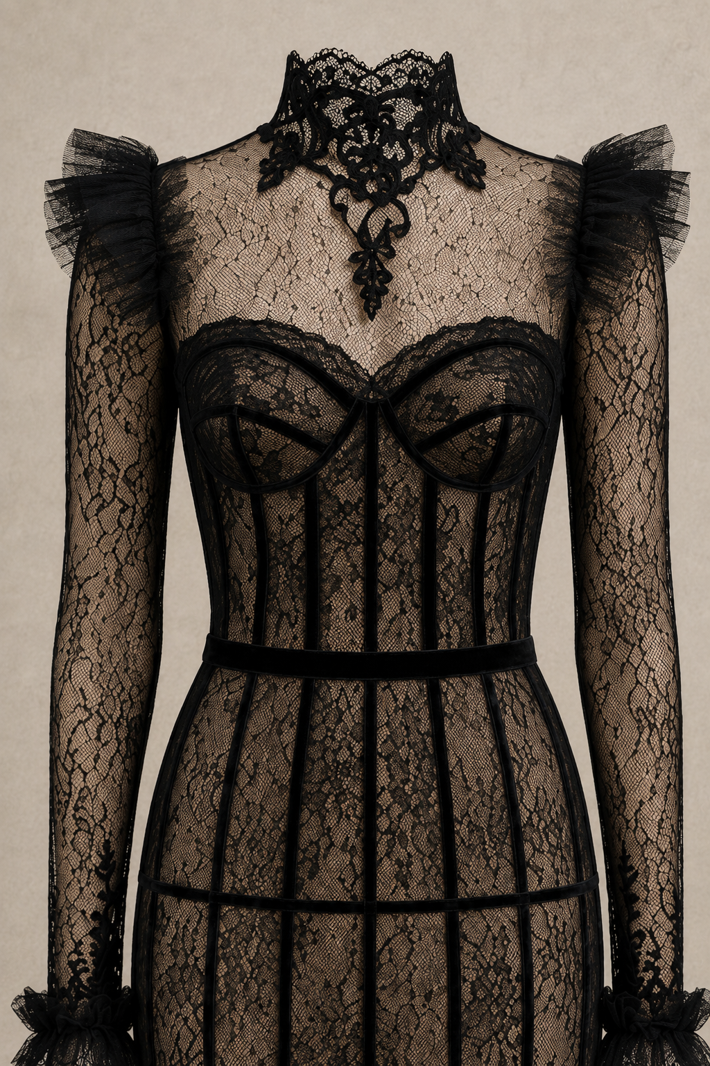 Lace Noir Corset Dress — MERIMAI eveningwear