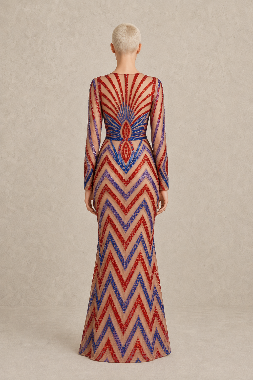 Kinetic Chevron Gown — MERIMAI eveningwear