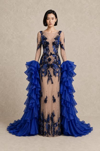 Azure Noir Gown — MERIMAI eveningwear