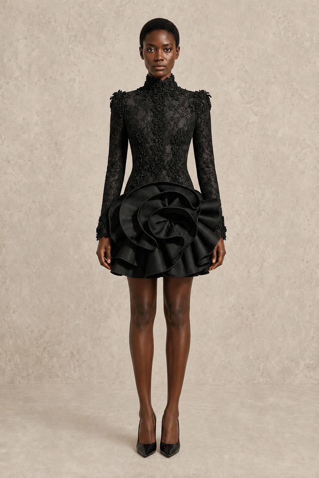 Noir Bloom Mini Dress — MERIMAI eveningwear
