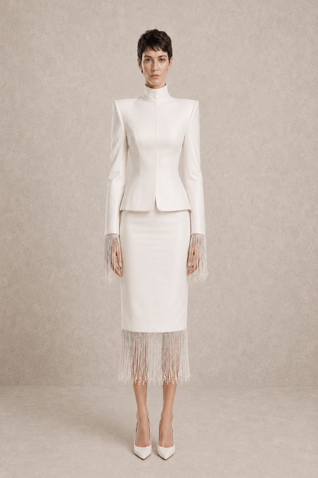 Ivory Fringe Ensemble — MERIMAI eveningwear
